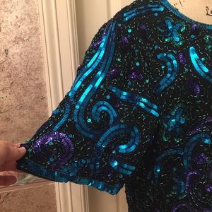Vintage Laurence Kazar Silk Sequined Top